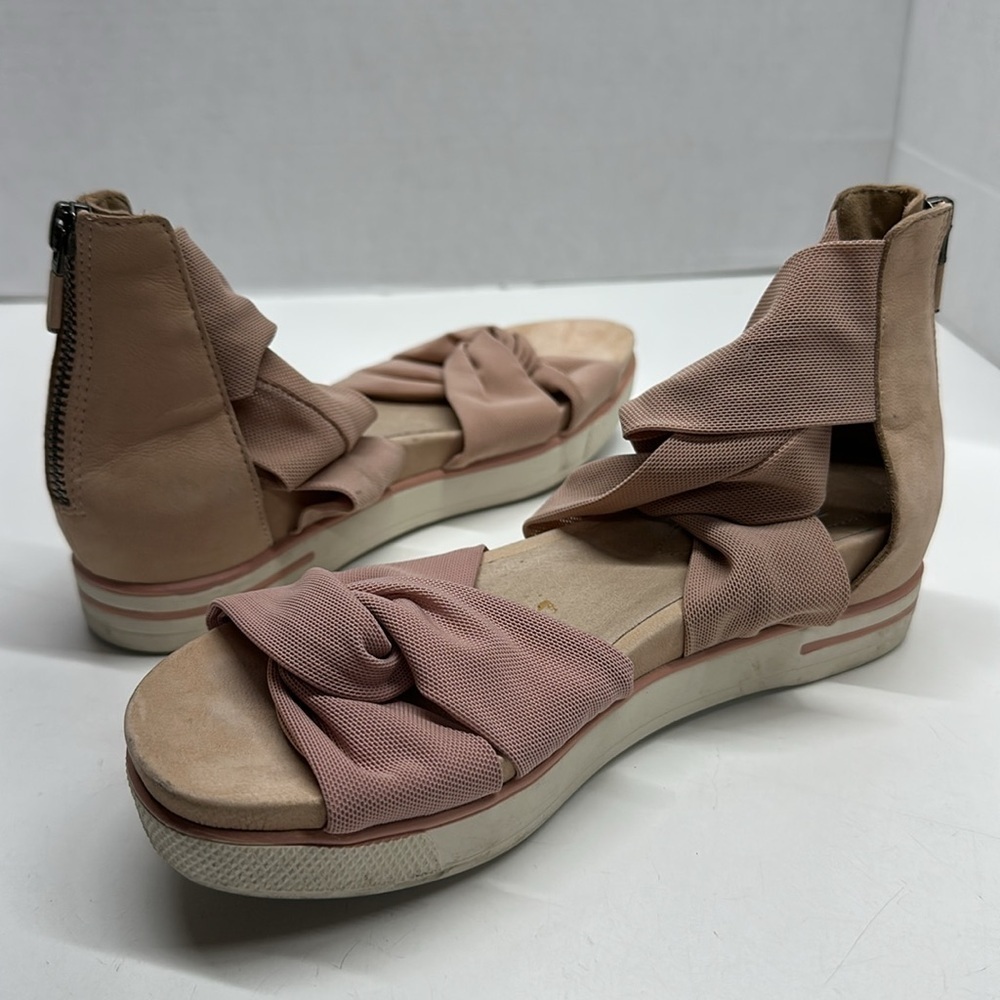 Eileen Fisher Zanya Platform Sandals Shoes Open Toe Mesh Back Zip Pink Size 6.5